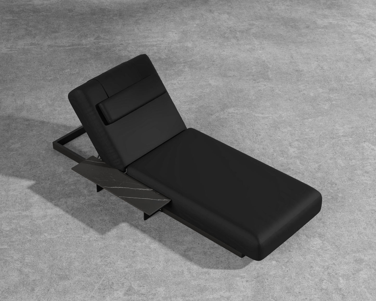 Florian Outdoor Lounger - Arcadia Cushion, Arcadia / Black Frame, Black Pietra Ceramic