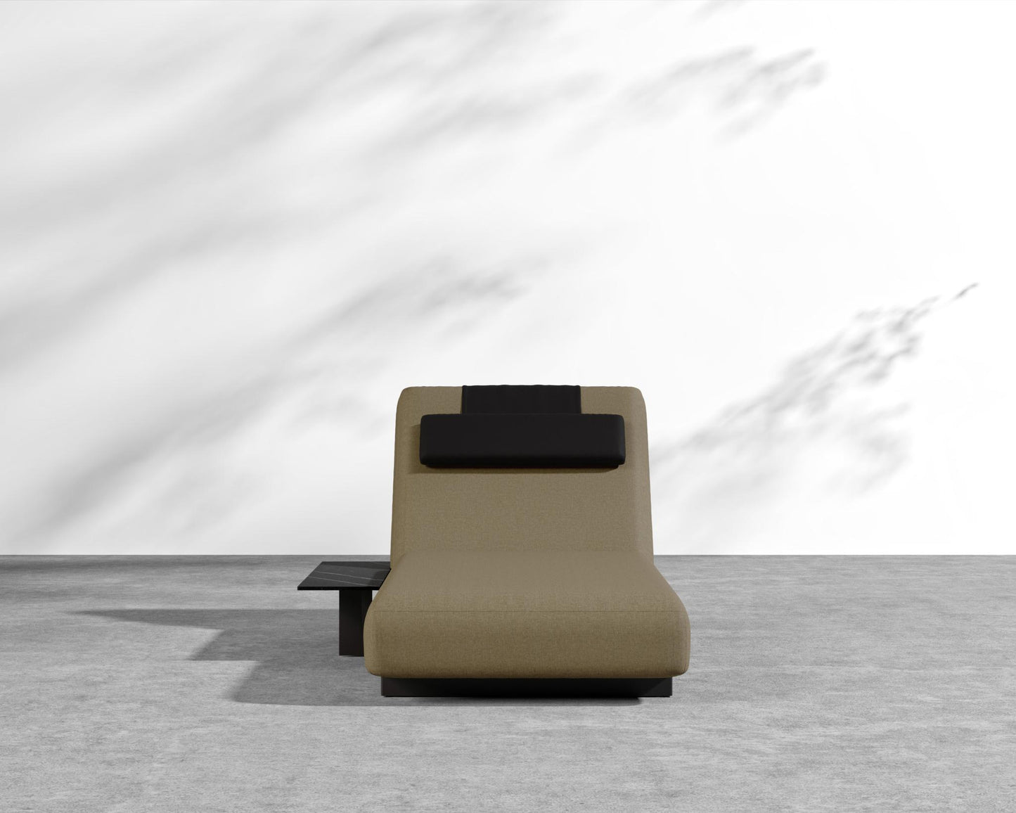 Florian Outdoor Lounger - Arcadia Cushion, Black Pietra Ceramic, Fresco / Black Frame