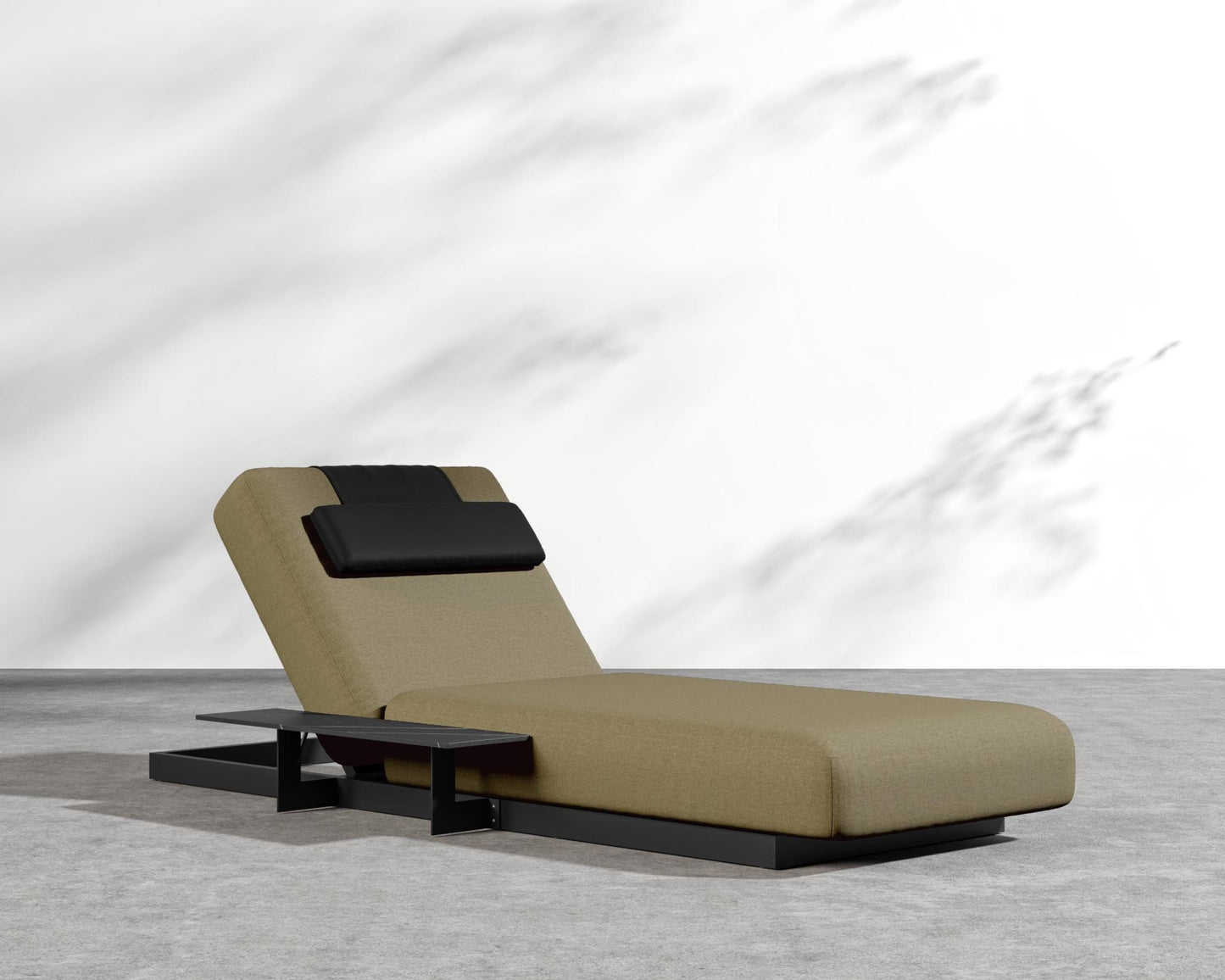 Florian Outdoor Lounger - Arcadia Cushion, Black Pietra Ceramic, Fresco / Black Frame