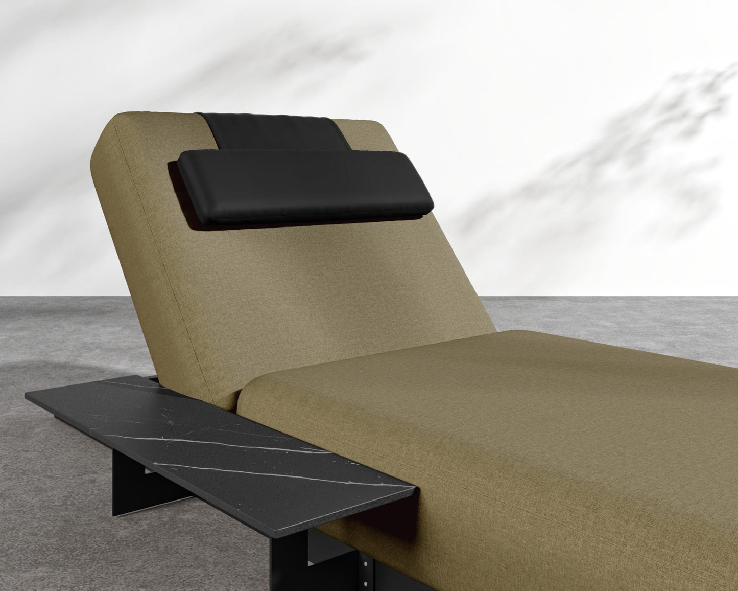 Florian Outdoor Lounger - Arcadia Cushion, Black Pietra Ceramic, Fresco / Black Frame