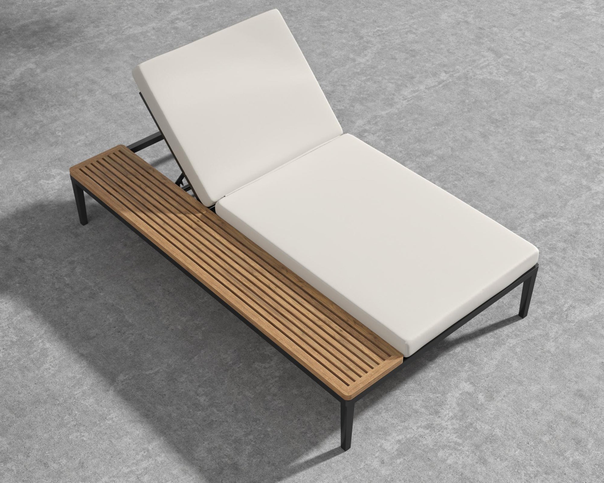 Francis Outdoor Lounger - Teak, Black, Outdoor Fabric - Palisades