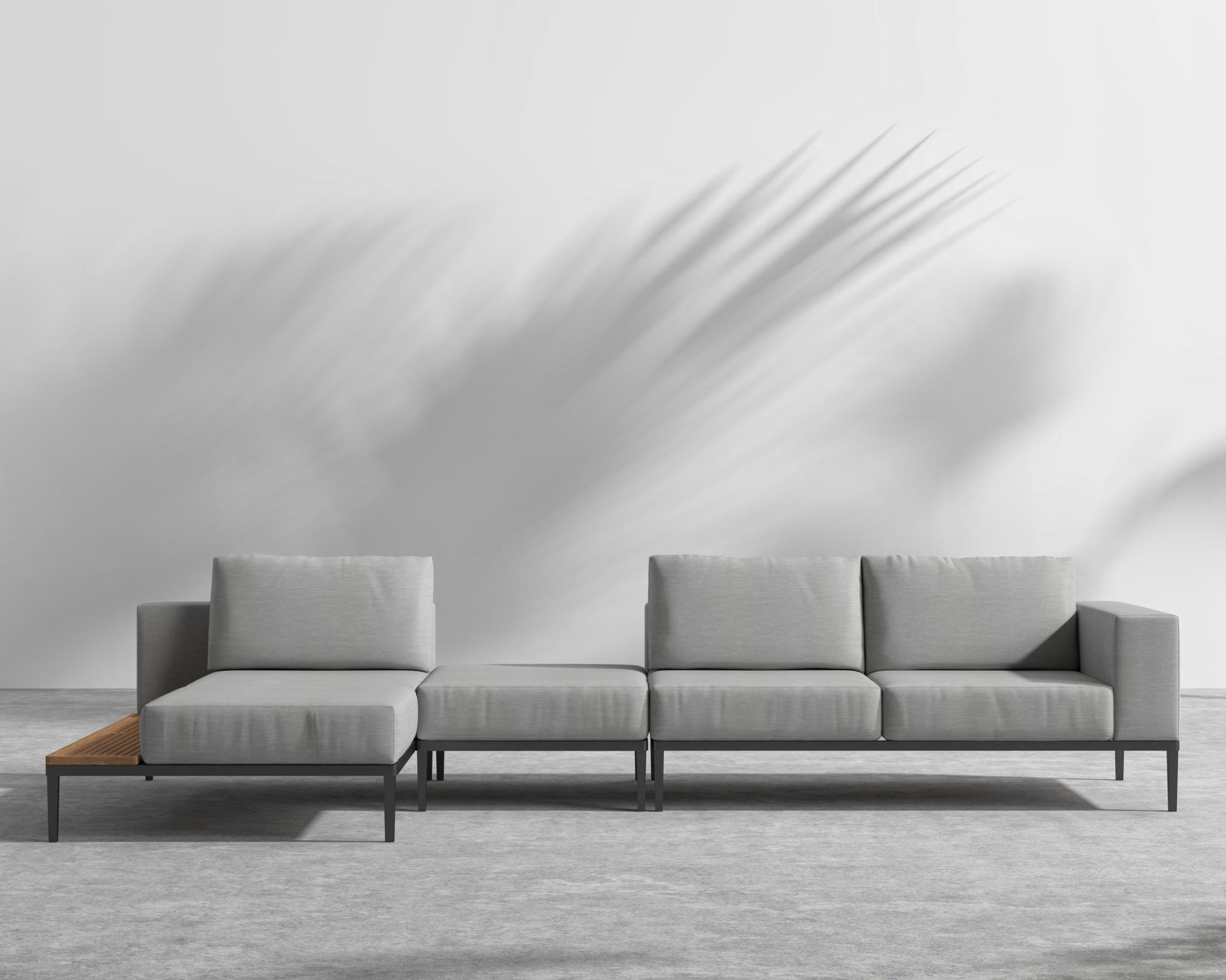 Francis Outdoor Modular Sectional - Black - Francis, Left-Hand-Facing, Outdoor Fabric - Encino