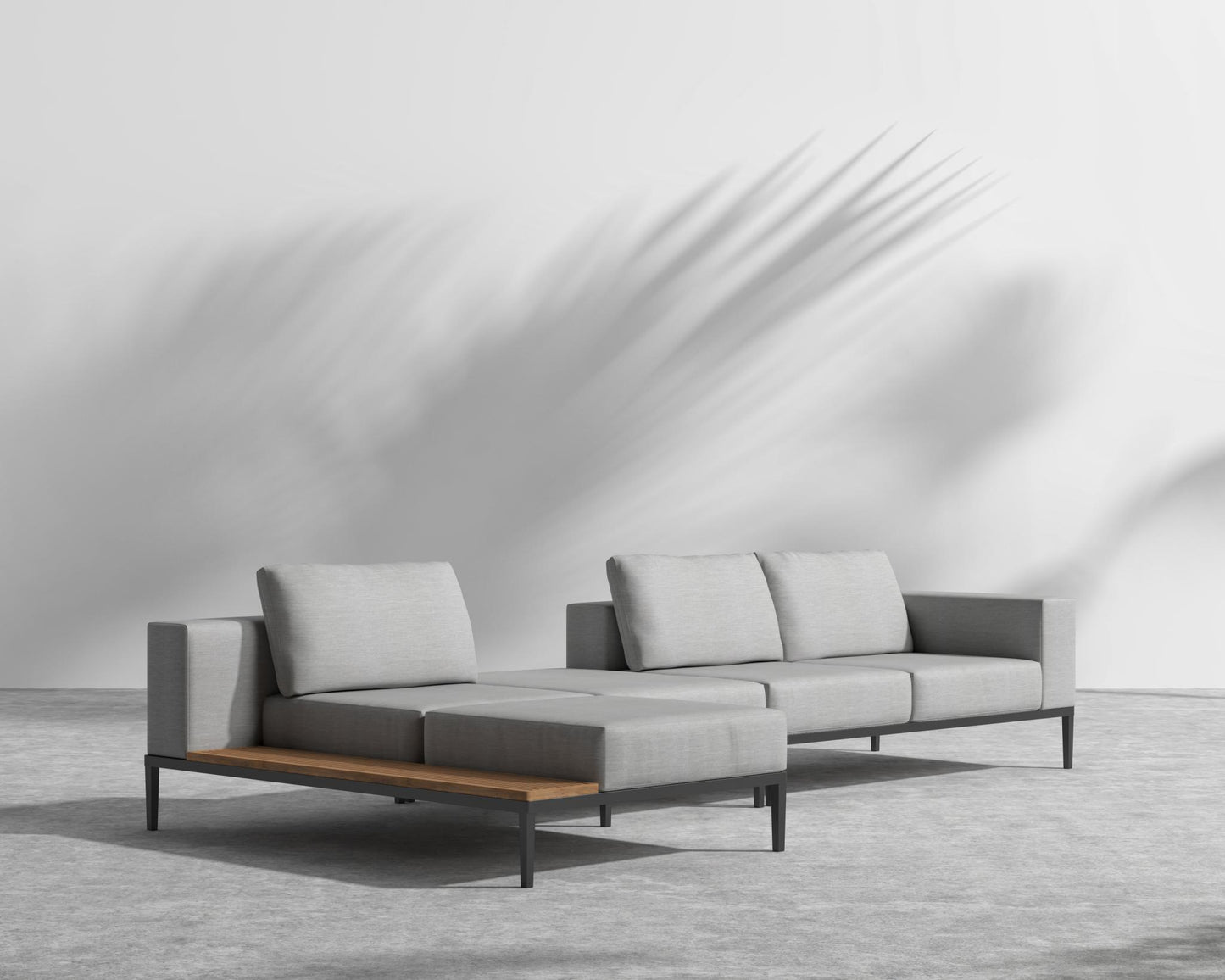 Francis Outdoor Modular Sectional - Black - Francis, Left-Hand-Facing, Outdoor Fabric - Encino