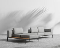 Francis Outdoor Modular Sectional - Black - Francis, Left-Hand-Facing, Outdoor Fabric - Encino