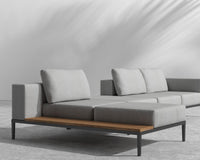 Francis Outdoor Modular Sectional - Black - Francis, Left-Hand-Facing, Outdoor Fabric - Encino