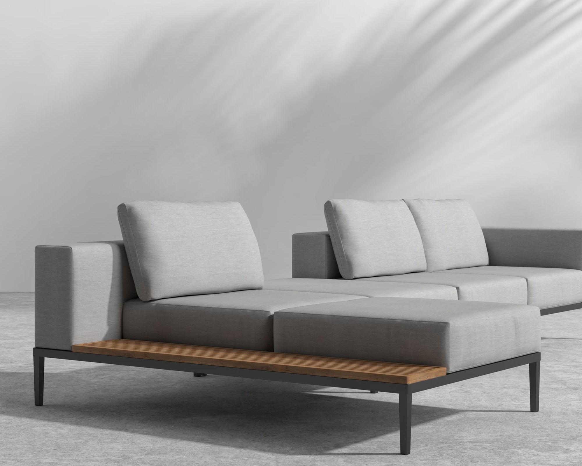 Francis Outdoor Modular Sectional - Black - Francis, Left-Hand-Facing, Outdoor Fabric - Encino