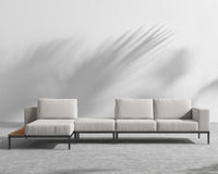 Francis Outdoor Modular Sectional - Black - Francis, Left-Hand-Facing, Outdoor Fabric - Palisades