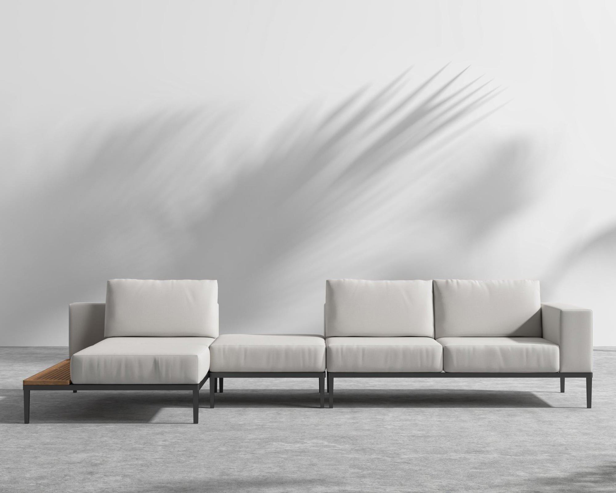 Francis Outdoor Modular Sectional - Black - Francis, Left-Hand-Facing, Outdoor Fabric - Palisades