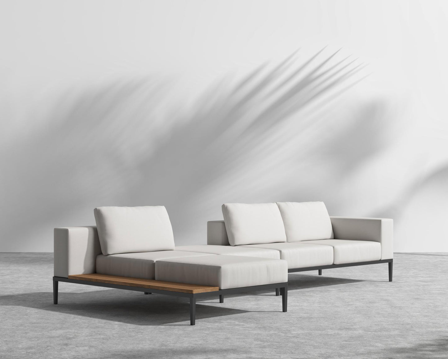 Francis Outdoor Modular Sectional - Black - Francis, Left-Hand-Facing, Outdoor Fabric - Palisades