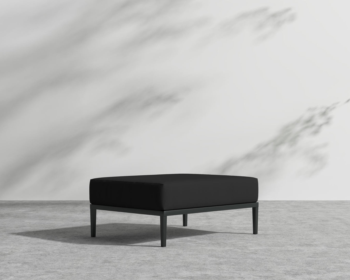 Francis Outdoor Ottoman - Black - Francis, Outdoor Fabric - Arcadia