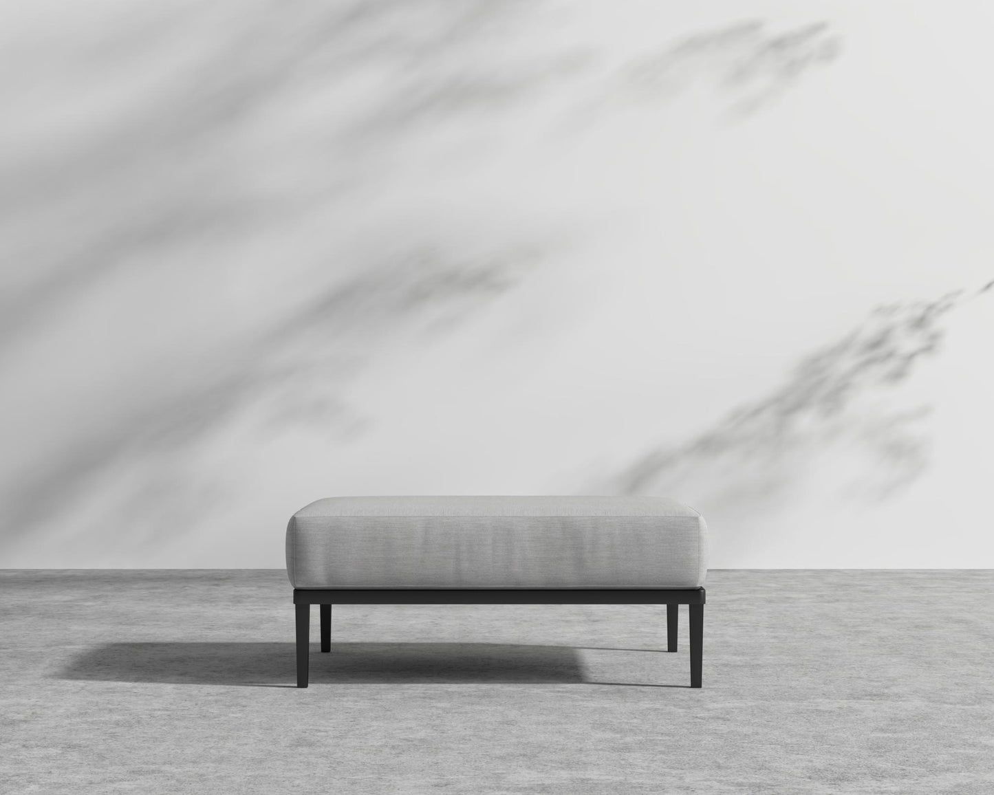 Francis Outdoor Ottoman - Black - Francis, Outdoor Fabric - Encino