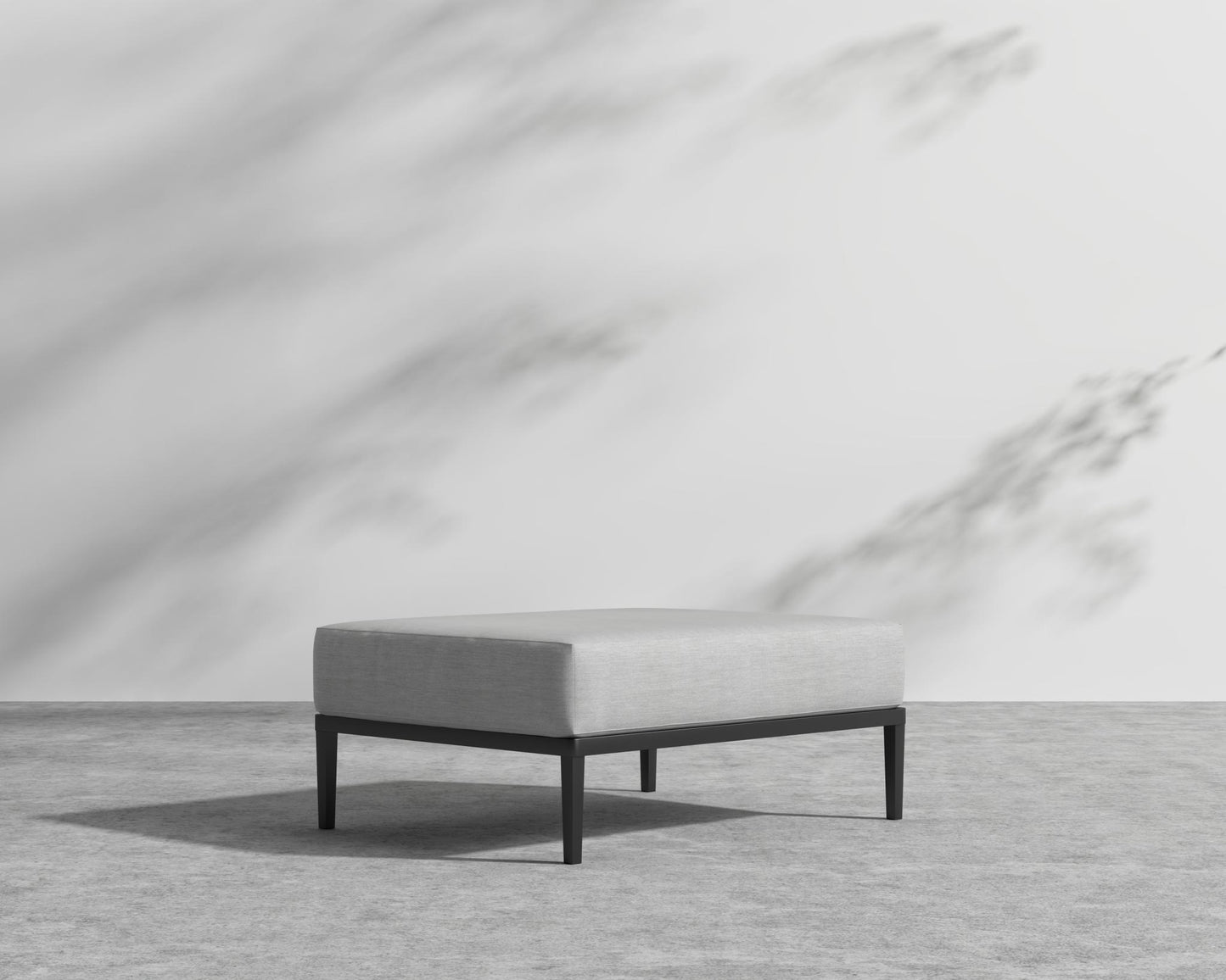 Francis Outdoor Ottoman - Black - Francis, Outdoor Fabric - Encino