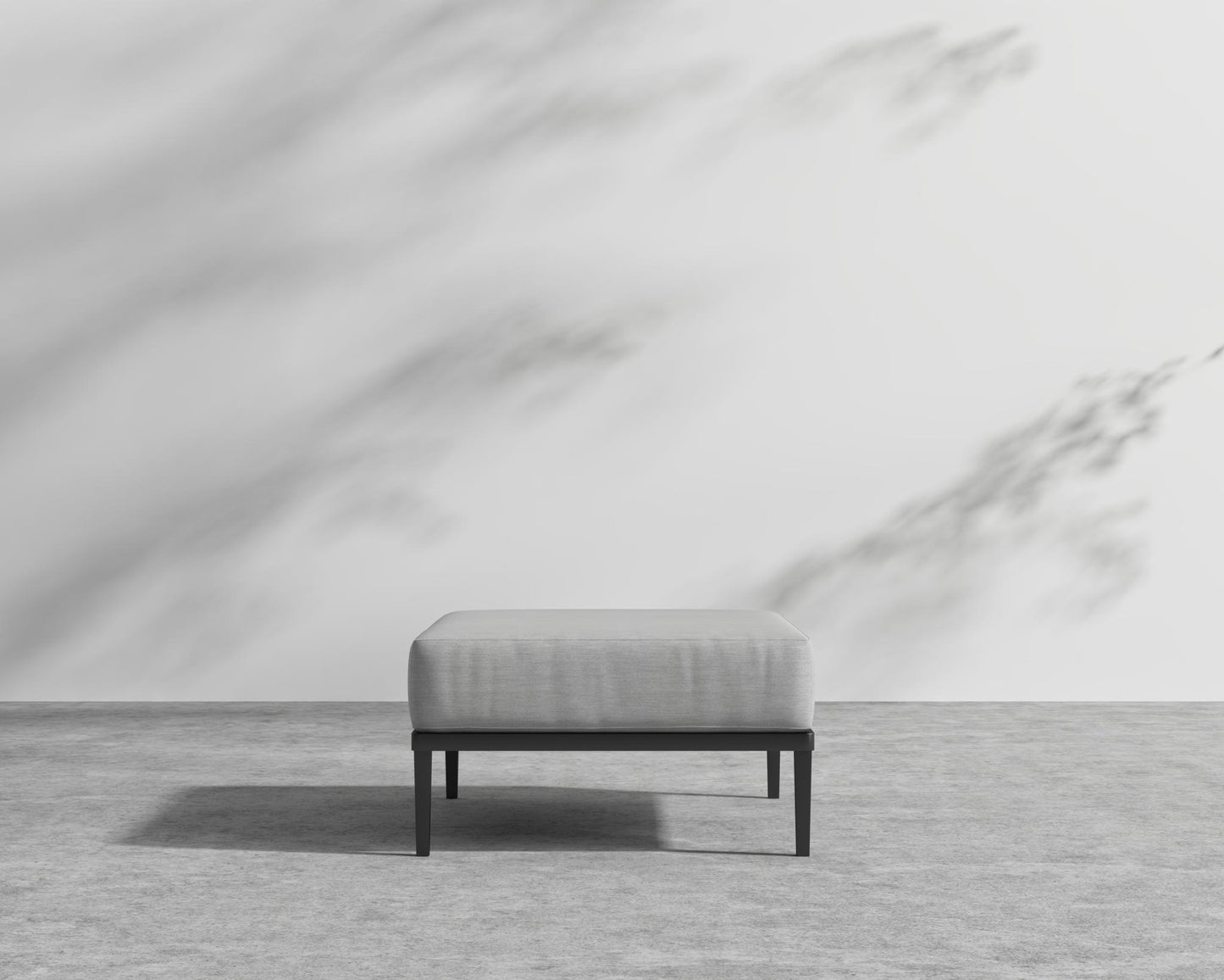 Francis Outdoor Ottoman - Black - Francis, Outdoor Fabric - Encino