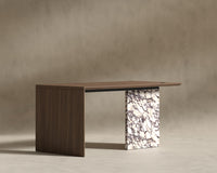 Gia Desk (Black Label) - 88" x 43", Viola Marble, Walnut Veneer