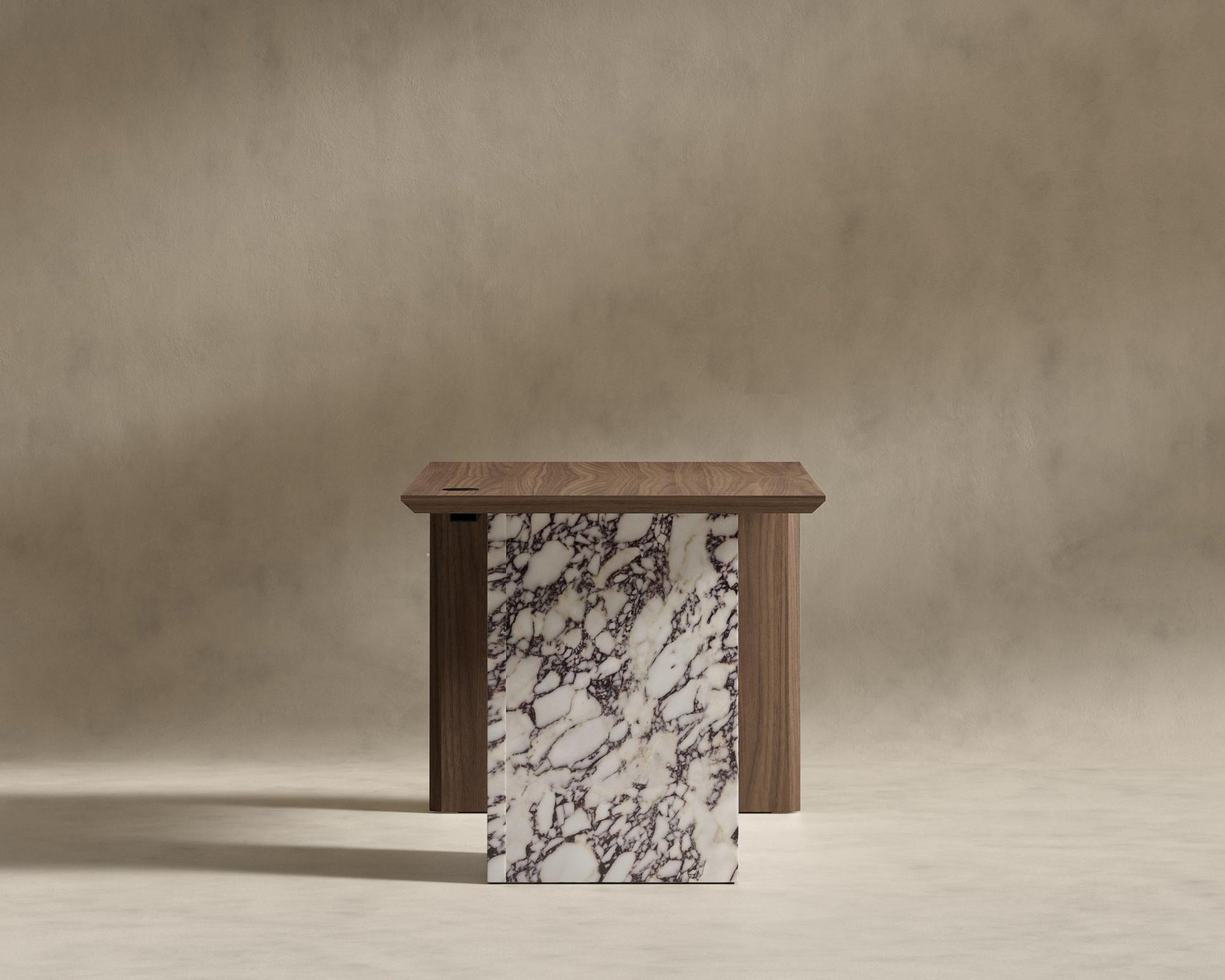 Gia Desk (Black Label) - 88" x 43", Viola Marble, Walnut Veneer