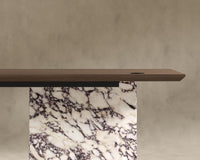 Gia Desk (Black Label) - 88" x 43", Viola Marble, Walnut Veneer
