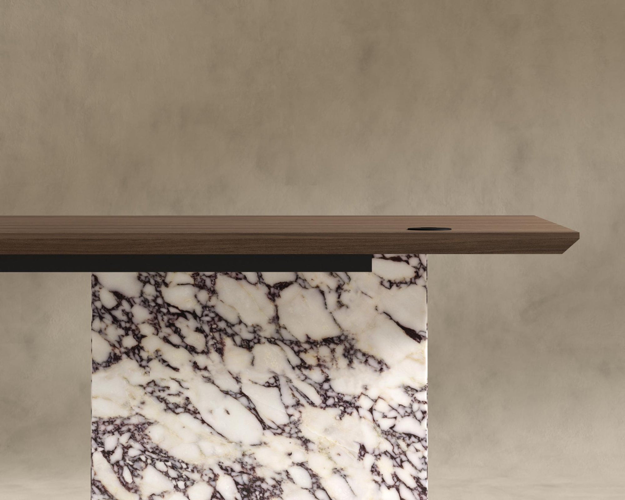 Gia Desk (Black Label) - 88" x 43", Viola Marble, Walnut Veneer
