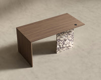 Gia Desk (Black Label) - 88" x 43", Viola Marble, Walnut Veneer