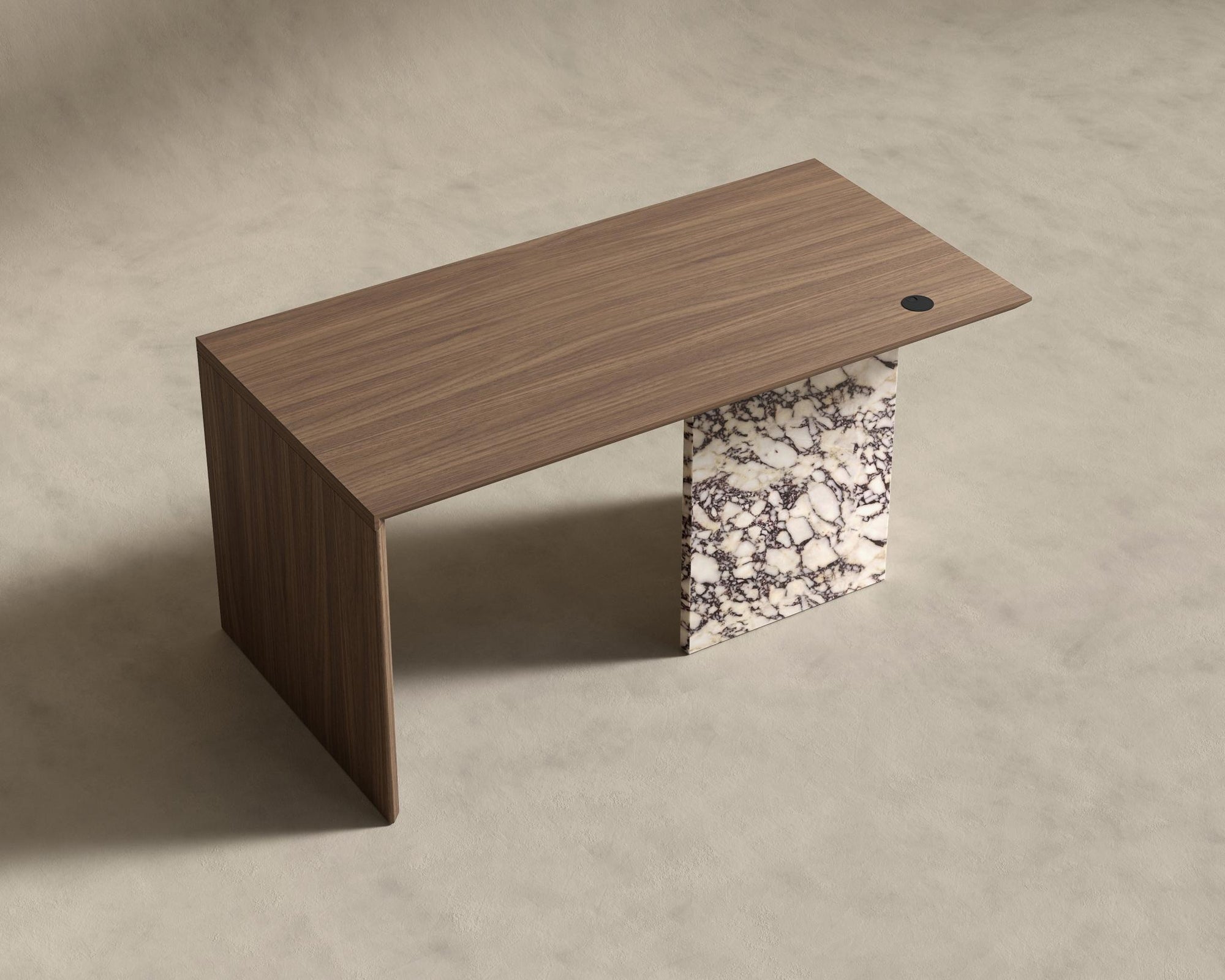 Gia Desk (Black Label) - 88" x 43", Viola Marble, Walnut Veneer