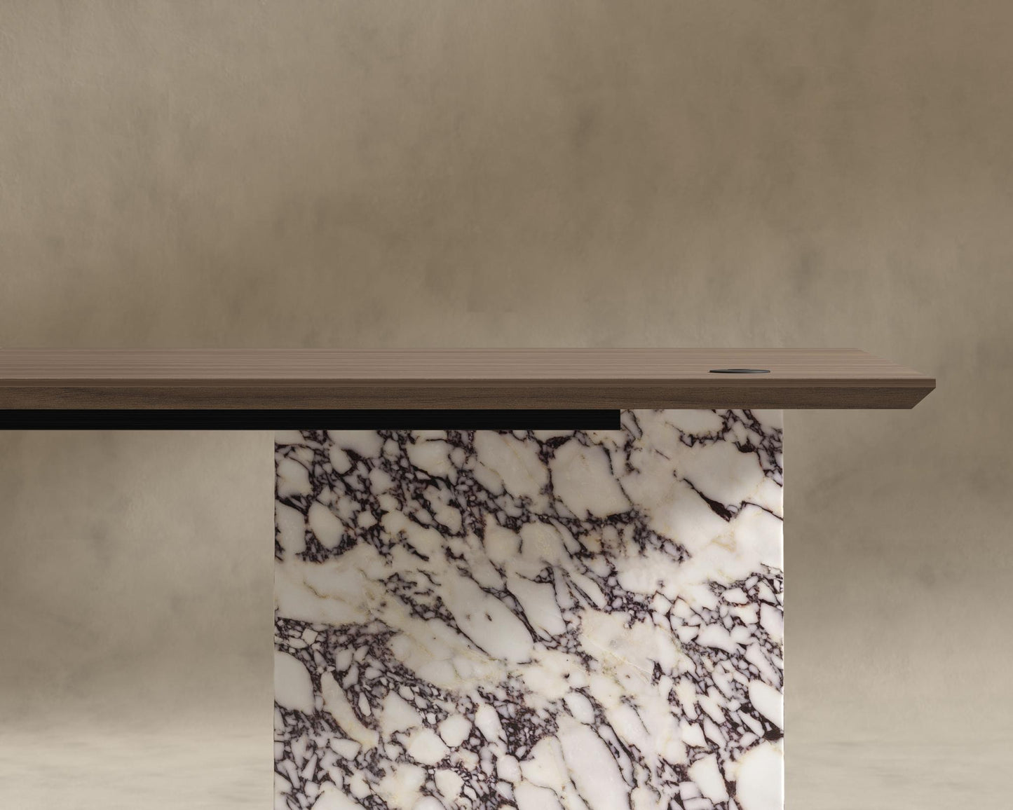 Gia Desk (Black Label) - 88" x 43", Viola Marble, Walnut Veneer