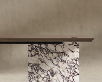 Gia Desk (Black Label) - 88" x 43", Viola Marble, Walnut Veneer
