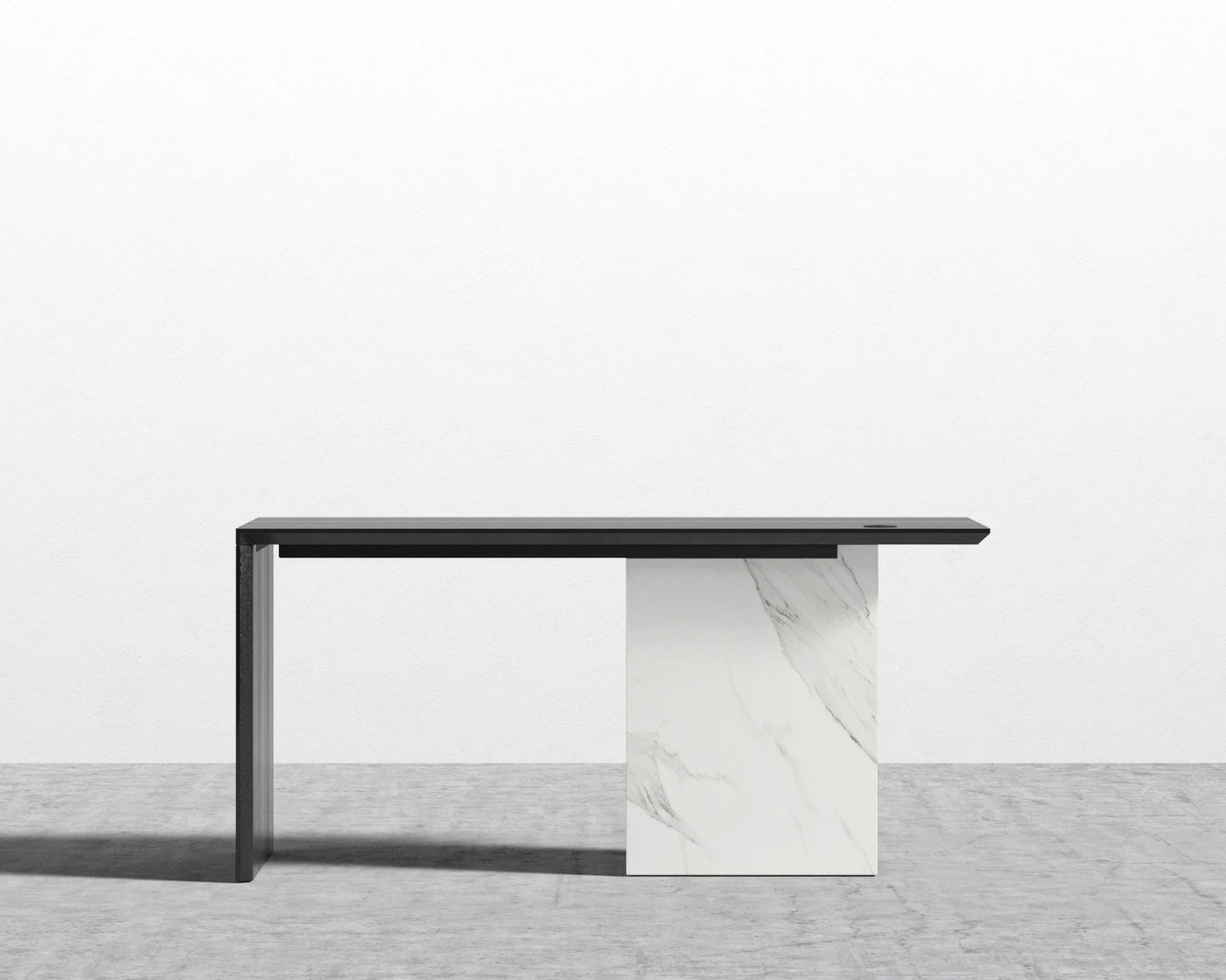 Gia Desk - White Calacatta Ceramic, 63" x 31.5", Black Oak Veneer