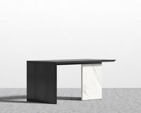 Gia Desk - White Calacatta Ceramic, 63" x 31.5", Black Oak Veneer
