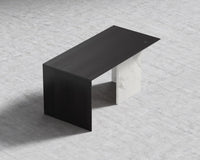 Gia Desk - White Calacatta Ceramic, 63" x 31.5", Black Oak Veneer