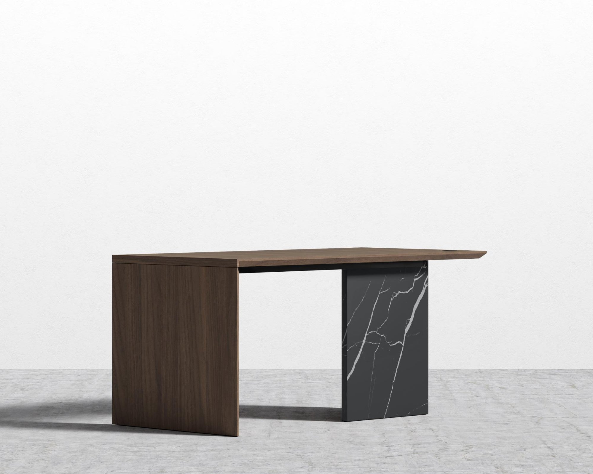 Gia Desk - Black Pietra Ceramic, 63" x 31.5", Black Oak Veneer