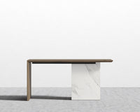 Gia Desk - White Calacatta Ceramic, 63" x 31.5", Black Oak Veneer