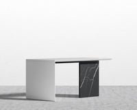 Gia Desk - Black Pietra Ceramic, 63" x 31.5", Black Oak Veneer