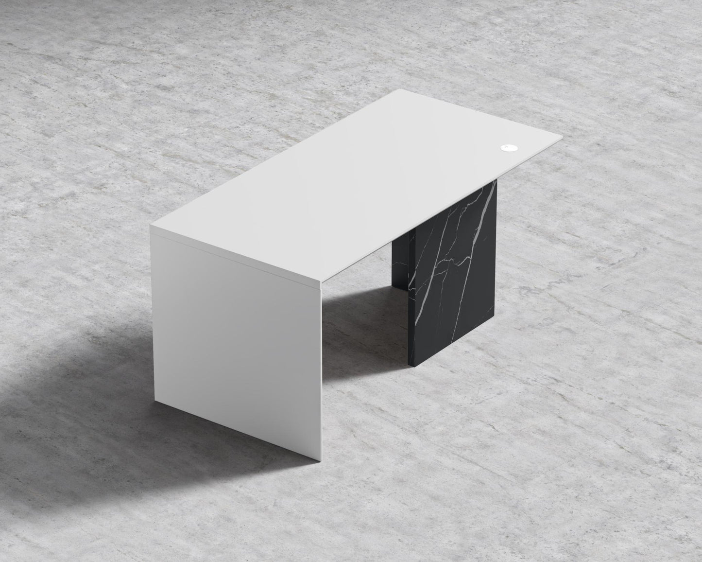 Gia Desk - Black Pietra Ceramic, 63" x 31.5", Black Oak Veneer