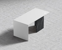 Gia Desk - Black Pietra Ceramic, 63" x 31.5", Black Oak Veneer