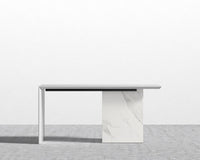 Gia Desk - White Calacatta Ceramic, 63" x 31.5", Black Oak Veneer