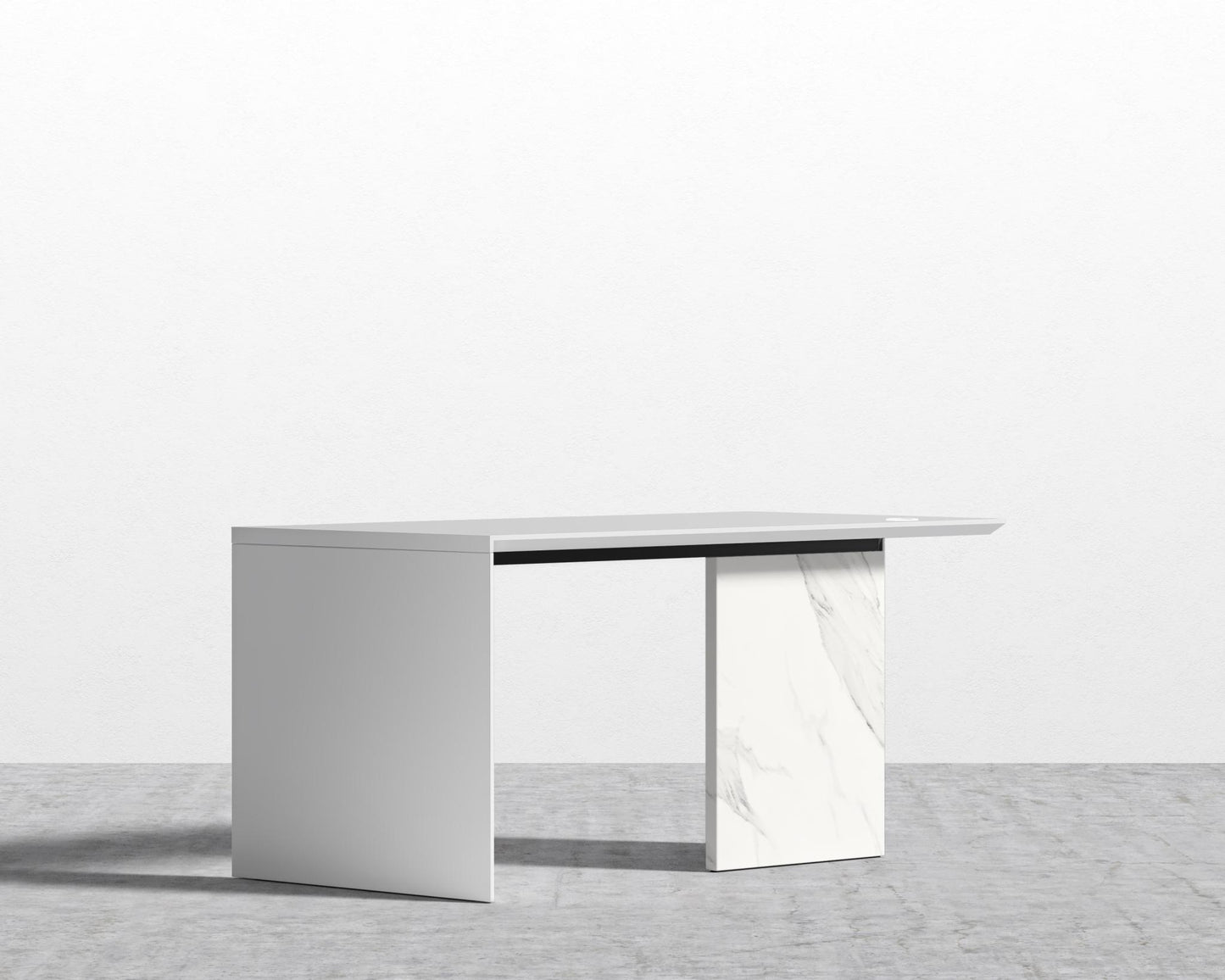 Gia Desk - White Calacatta Ceramic, 63" x 31.5", Black Oak Veneer