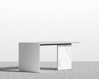 Gia Desk - White Calacatta Ceramic, 63" x 31.5", Black Oak Veneer