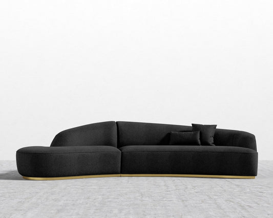 Reya Curved Sectional - Brushed Brass - Grand Curved, Curved Chaise Left, Chatou Bouclé - Caviar