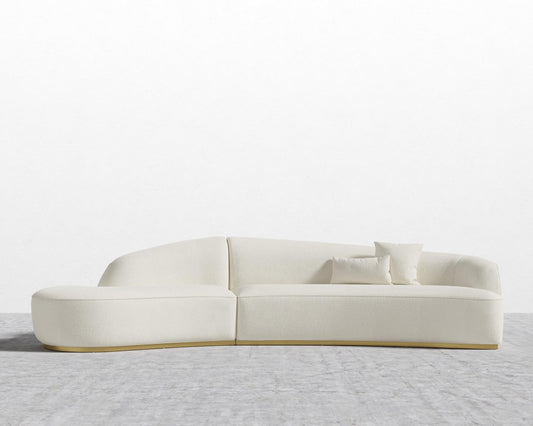 Reya Curved Sectional - Brushed Brass - Grand Curved, Curved Chaise Left, Chatou Bouclé - Pearl