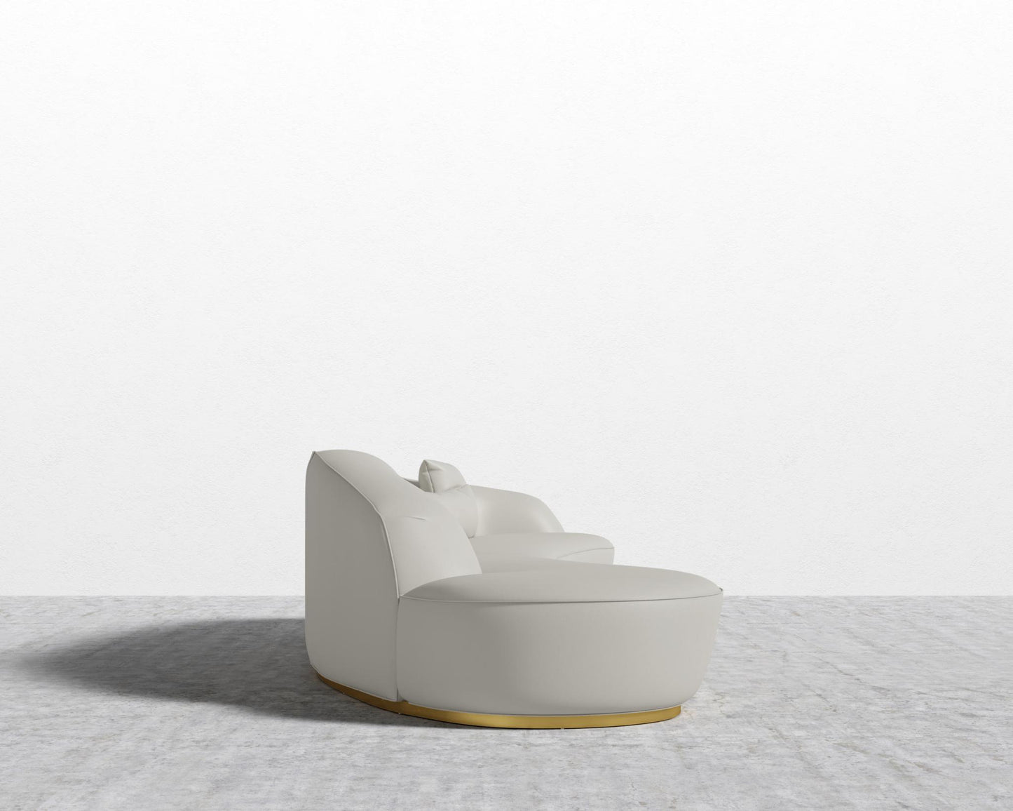 Reya Curved Sectional - Brushed Brass - Grand Curved, Curved Chaise Left, Microfiber Leather - Trento Taupe