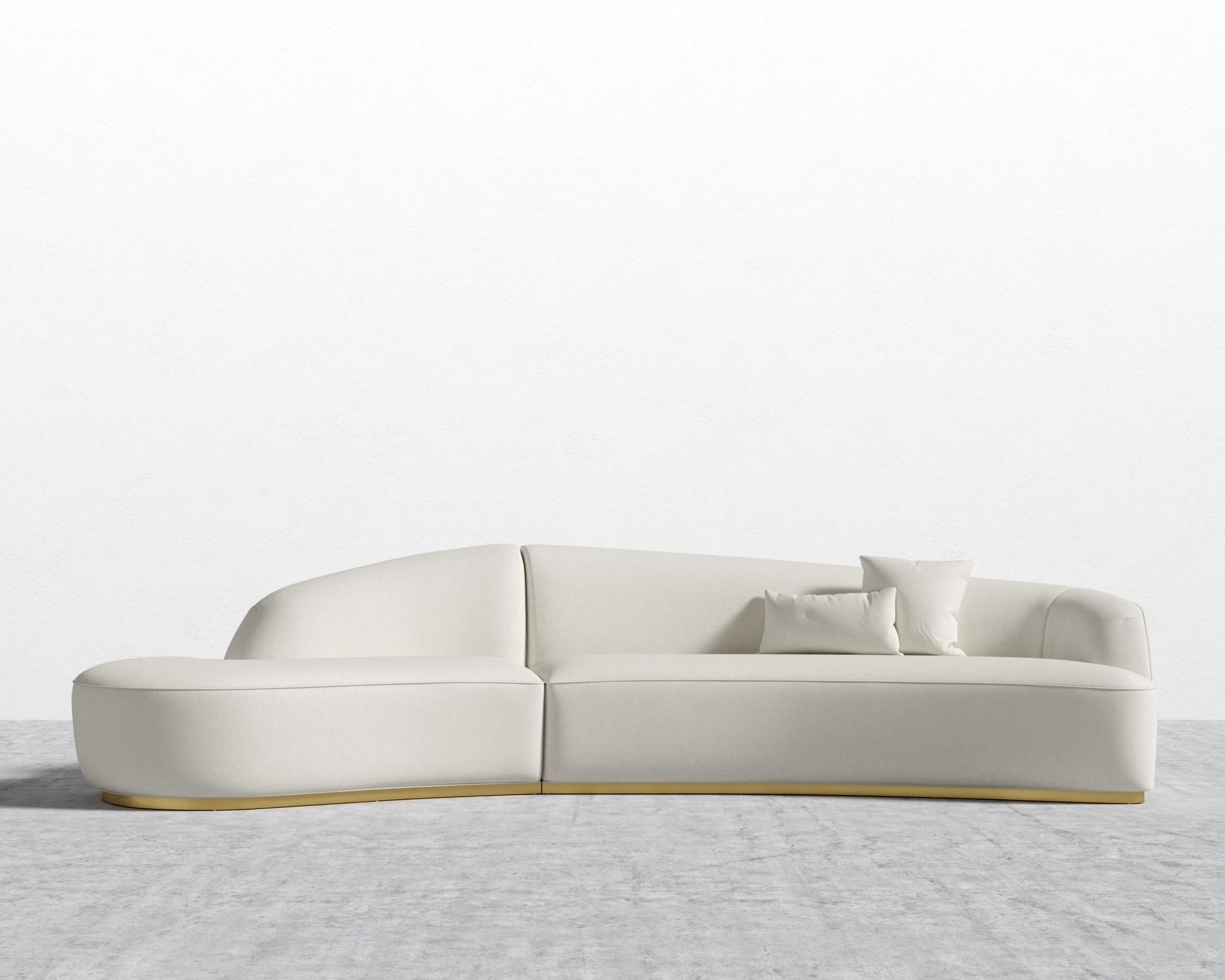 Reya Curved Sectional - Brushed Brass - Grand Curved, Curved Chaise Left, Modern Felt - Alesund