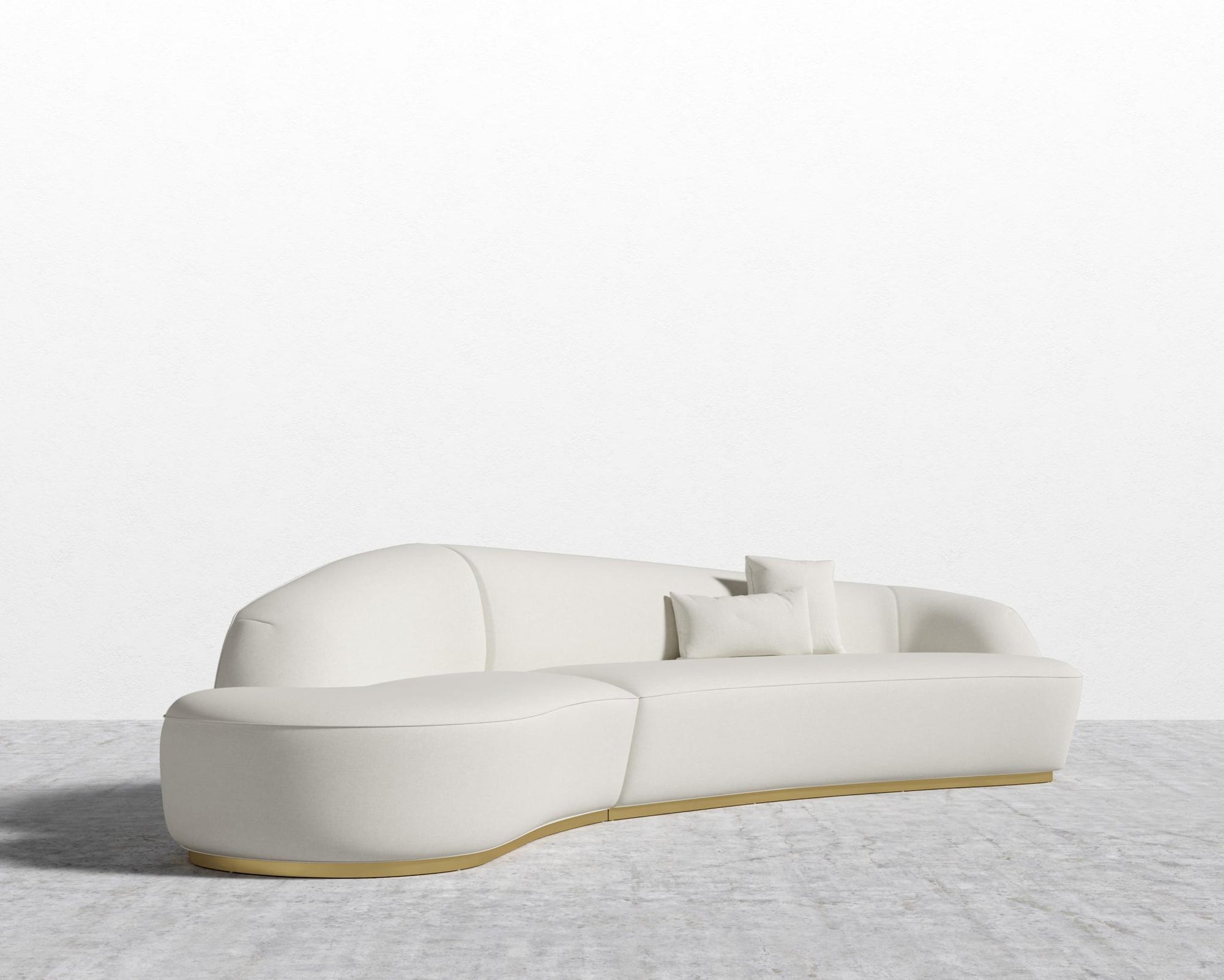 Reya Curved Sectional - Brushed Brass - Grand Curved, Curved Chaise Left, Modern Felt - Alesund