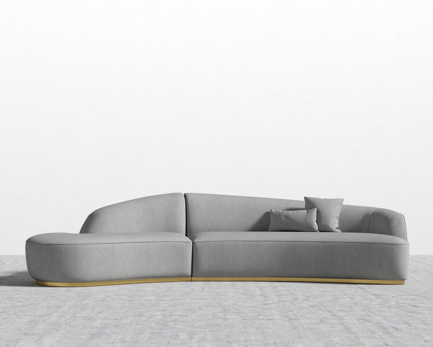 Reya Curved Sectional - Brushed Brass - Grand Curved, Curved Chaise Left, Modern Felt - Malmo