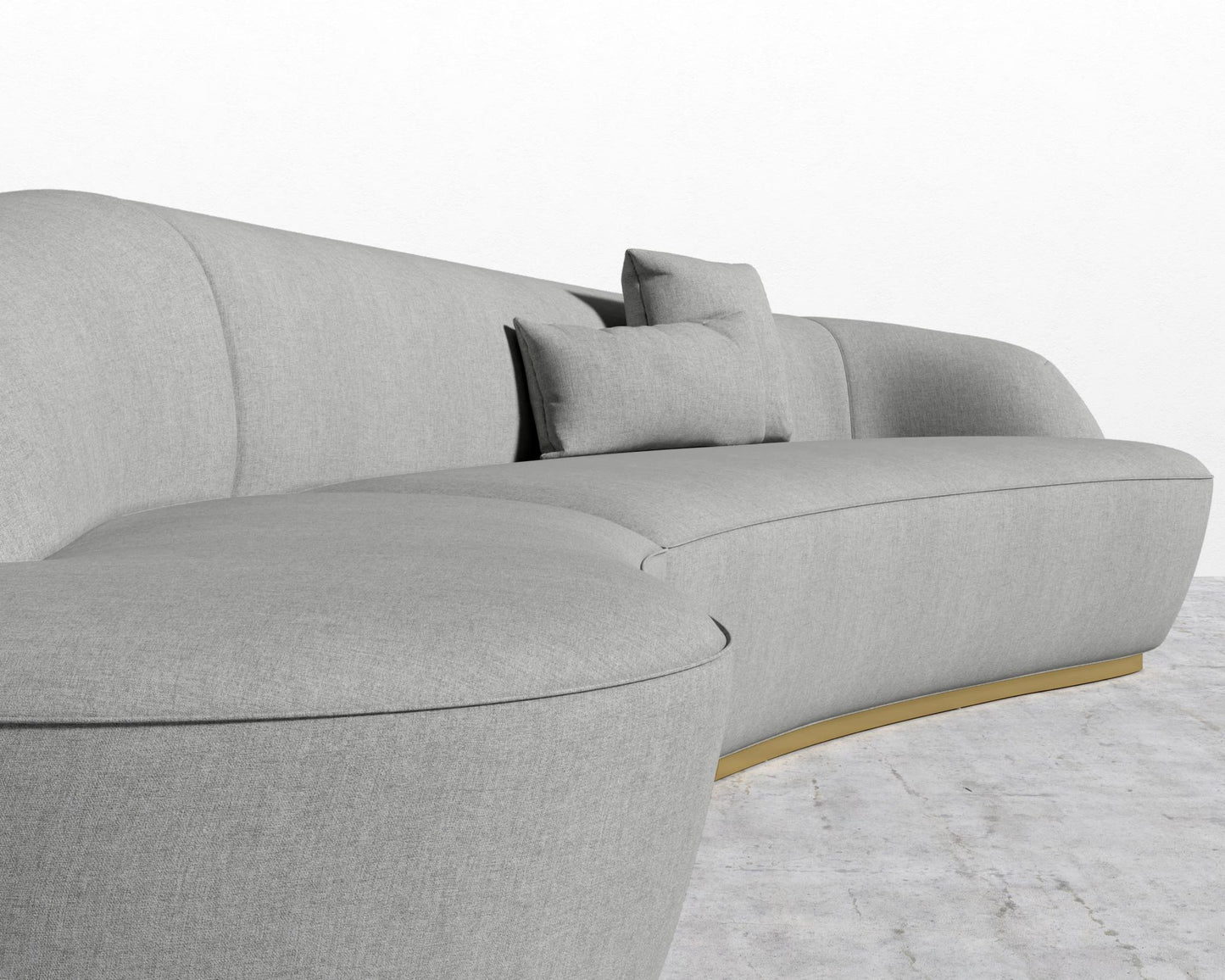 Reya Curved Sectional - Brushed Brass - Grand Curved, Curved Chaise Left, Modern Felt - Malmo