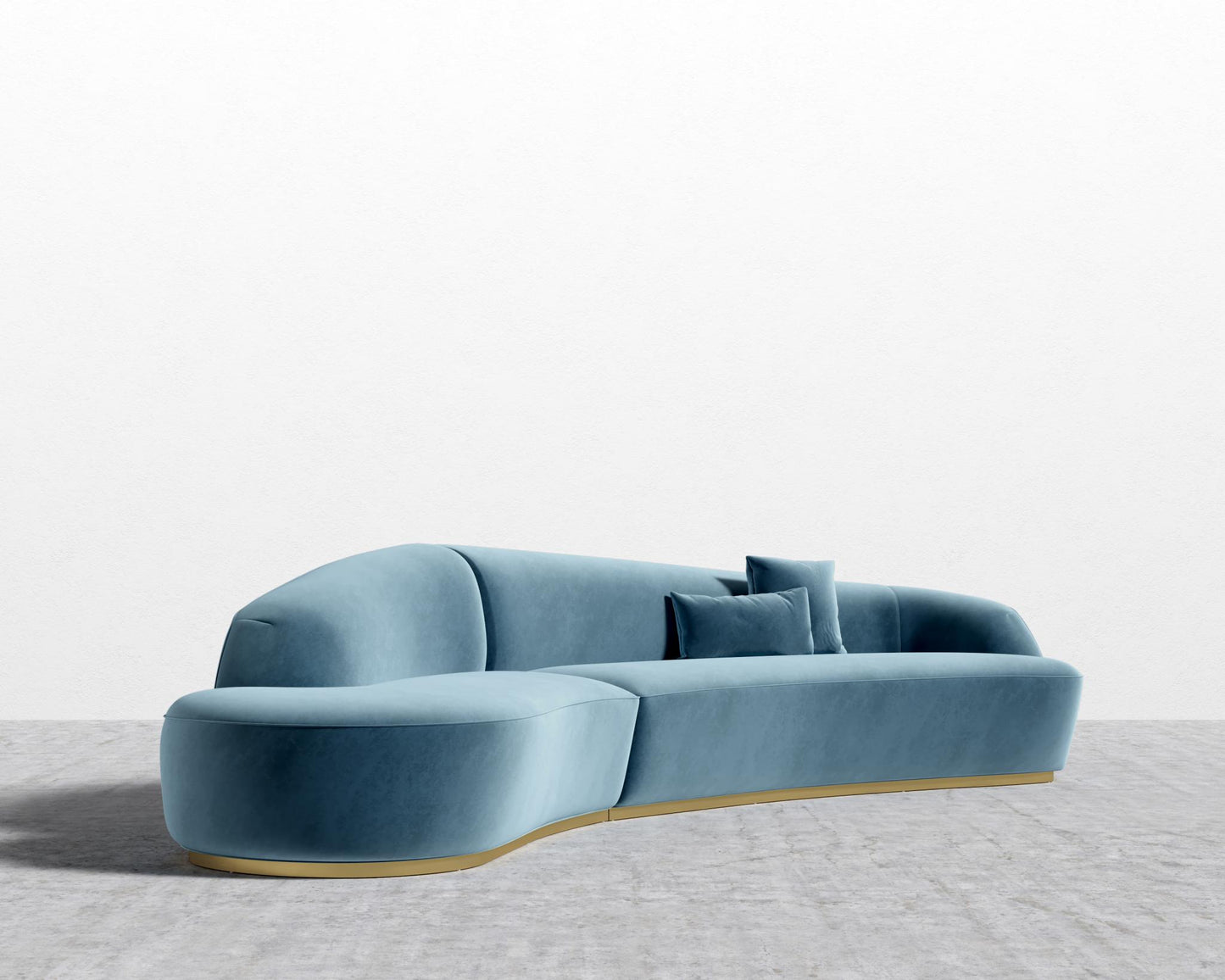 Reya Curved Sectional - Brushed Brass - Grand Curved, Curved Chaise Left, Vintage Velvet - Solstice