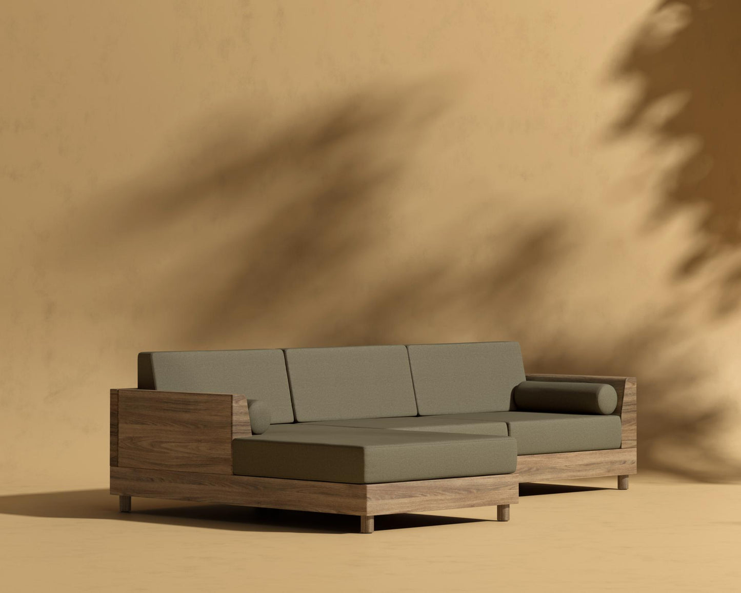 Hampton Outdoor Sectional - Outdoor Fabric - Fresco, Natural Acacia