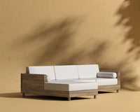 Hampton Outdoor Sectional - Natural Acacia, Outdoor Fabric - Palisades