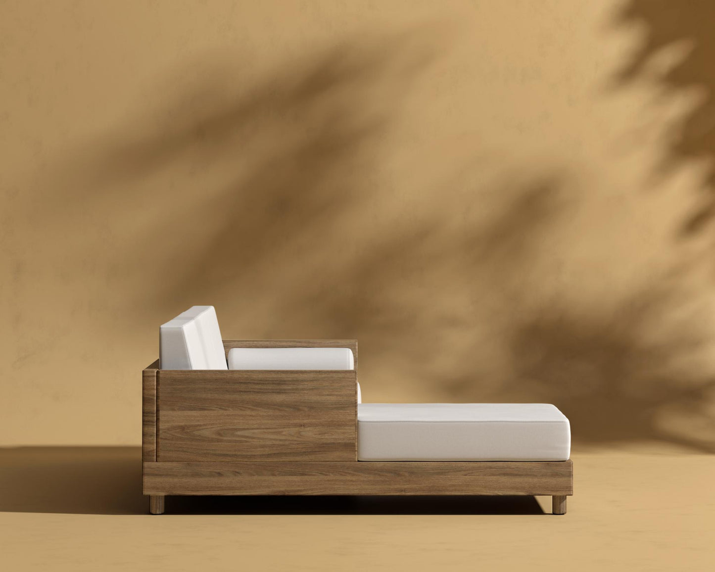 Hampton Outdoor Sectional - Natural Acacia, Outdoor Fabric - Palisades