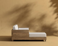 Hampton Outdoor Sectional - Natural Acacia, Outdoor Fabric - Palisades