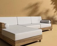 Hampton Outdoor Sectional - Natural Acacia, Outdoor Fabric - Palisades