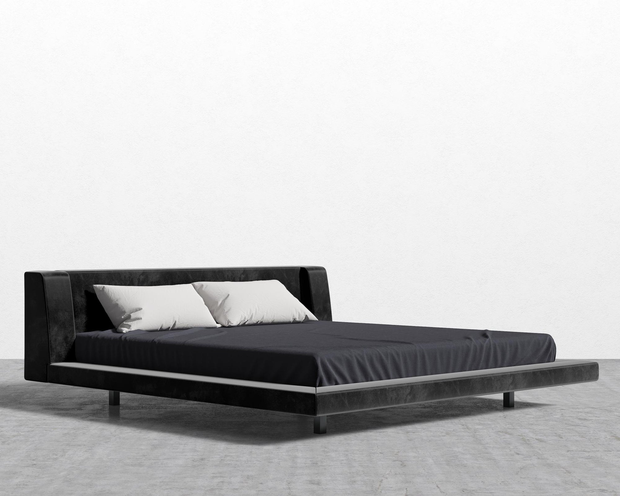 Harper Bed - King, Plush Velvet - Black